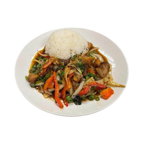 S1. SPICY PORK BELLY STIR FRY (PAD PED MOO KROB)